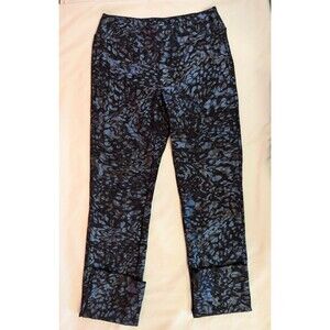 Women's Lena Gabrielle Shimmery Straight Leg Pull On Pants Blue Black 2